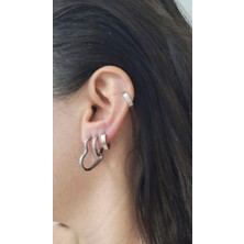 Stainless Steel 6 Lı Çelik Kalpli Halka Küpe Seti