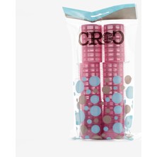 Croc 1202 Pembe Cırtlı Bigudi 6lı Çap 3,3cm +12LI Alüminyum Saç Pensi