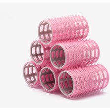 Croc 1202 Pembe Cırtlı Bigudi 6lı Çap 3,3cm +12LI Alüminyum Saç Pensi