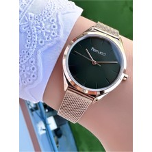 Ferrucci Kadın Zümrüt Altın Hasır Kordon Ince Çerçeveli Şık Quartz Kol Saati - Metal Kasa, Yuvarlak Kadran