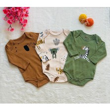 Safari Desenli 3 Lü Bebek Body Zıbın