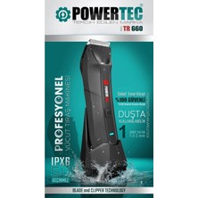 Powertec TR-660 Islak & Kuru Tüm Vücut Tıraş Makinesi (Led Işıklı & Ayarlanabilir Taraklı Başlık) Ipx6 Type-C