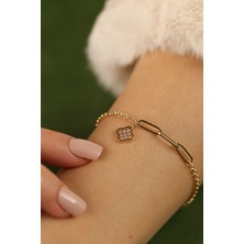 ÇGK KUYUMCULUK  Yoncalı Ataçlı Doç Zincir Altın Bileklik CGKBLK0224