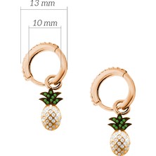 Shiny Spectra Sallantılı Ananas Gümüş Küpe 925 Ayar Gümüş Kırmızı Renk