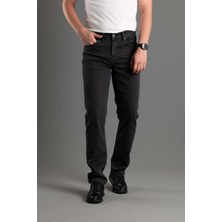 Olivia Digital Jeans Normal Kesim Fermuarlı Geniş Paça Yüksek Bel Erkek Baba Füme Kot Pantolon