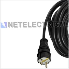 Netelectrical  Kauçuk Tekli Topraklı Ara Uzatma Kablosu 1 Metre 3x2,5 Mm² Ttr Kalın Siyah Kablolu