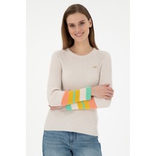 U.S. Polo Assn. Kadın Krem Bisiklet Yaka Kazak 50297099-VR071