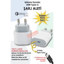 Deftion Apple IPhone Usb-C Şarj Aleti 11 - 12 - 13 - 14 - 15 - 16 Pro Max Se Mini Uyumlu 25W Hızlı Şarj Güç Adaptörü Type C Cihazı