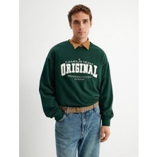 Koton Kolej Baskılı Sweatshirt Bisiklet Yaka Uzun Kollu