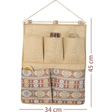 Prendi Home 5 Cepli Etnik Baskılı Çok Amaçlı Askılı Duvar Tipi Dolap Içi Banyo Mutfak Düzenleyici Organizer 35 x 45