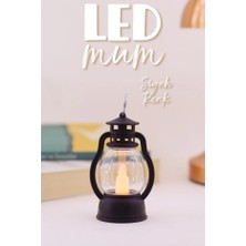 BK Commerce LED Mum Mini Kamp Tipi 1 Adet Pil Dahil Dumansız Alev Ledli  Dekor Işığı Siyah PT430