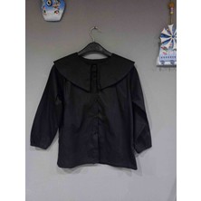 BAV Butik Ayvitrin Kız Yaka Tasarım Gömlek Uzun Kollu Siyah