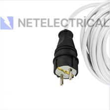 Netelectrical  Kauçuk Tekli Topraklı Ara Uzatma Kablosu 5 Metre 3x2,5 Mm² Ttr Kalın Beyaz Kablolu