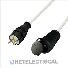 Netelectrical  Kauçuk Tekli Topraklı Ara Uzatma Kablosu 5 Metre 3x2,5 Mm² Ttr Kalın Beyaz Kablolu