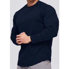 Ghassy Co. Erkek Running Sports Reglan Oval Kesim Uzun Kollu Pamuklu Penye T-Shirt