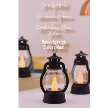 BK Commerce LED Mum Mini Kamp Tipi 3 Adet Pil Dahil Dumansız Alev Ledli  Dekor Işığı Siyah PT430