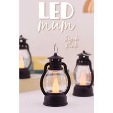 BK Commerce LED Mum Mini Kamp Tipi 3 Adet Pil Dahil Dumansız Alev Ledli  Dekor Işığı Siyah PT430