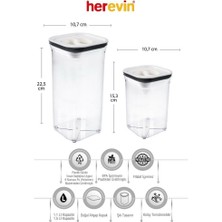 Herevin  6lı Kare 1,1 Lt+1,5 Lt Erzak Bakliyat Saklama Kabı Baharatlık Seti-Beyaz-25 Adet Etiketli