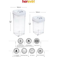 Herevin  6lı Kare 1,1 Lt +1,5 Lt Erzak Bakliyat Saklama Kabı Baharatlık Seti-Beyaz-25 Adet Etiketli