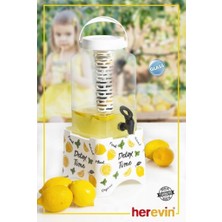 Herevin 3 Lt Standlı Cam Sebil - Limon Desen