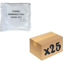 Ravi Steril Pamuklu Pansuman Pedi 10 cm x 20 cm 2 Adetli Pakette (25 Paket)