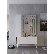 Myniture Home & Living Festival Portmanto - Ayakkabılık P1001-1 Gold Parlak Beyaz Minifiks Bağlantılı