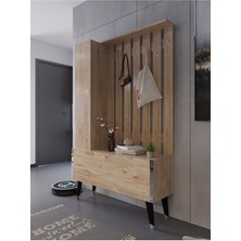 Myniture Home & Living Festival Portmanto - Ayakkabılık P1001-6 Silver Atlantik Çam Minifiks Bağlantılı