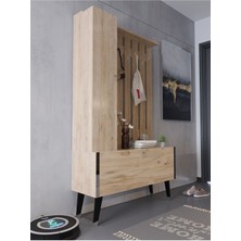 Myniture Home & Living Festival Portmanto - Ayakkabılık P1001-6 Silver Atlantik Çam Minifiks Bağlantılı