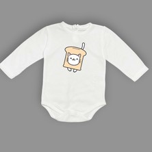 Mnk Baby & Kids Ekmek Kedi Baskılı Bebek Çıtçıtlı Body Uzun Kısa Kolsuz