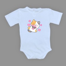 Mnk Baby & Kids Kalpli Kedi Baskılı Bebek Çıtçıtlı Body Uzun Kısa Kolsuz