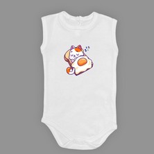 Mnk Baby & Kids Uyuyan Kedi Baskılı Bebek Çıtçıtlı Body Uzun Kısa Kolsuz