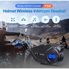 Vothoon Y5X Rgb Işıklı Intercom 5 Kişi Bağlantılı 1000MAH Motosiklet Bluetooth Kulaklık Seti