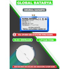 Global Batarya Tefal Explorer Serie 60 Uyumlu Akıllı Robot Süpürge Bataryası 14.4V 2200MAH Pil (Orijinal Kapasite)