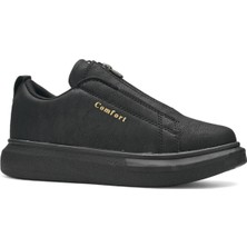 Nstil Günlük Erkek Casual Lastikli Kalın Yüksek Topuklu Desenli Taban Oval Burun Sneaker Spor Ayakkabı 111