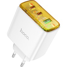 Hoco CS44A Akıllı PD65W + Qc3.0 Gan Usb-C + Usb-A Hızlı Şarj Adaptörü