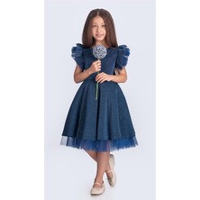 Mnk Baby & Kids Simli Kız Çocuk Abiye Elbise M00669 Şanzelize Özel Günler İçin Şık Tasarım