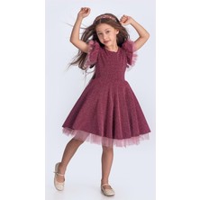 Mnk Baby & Kids Simli Kız Çocuk Abiye Elbise Şanzelize M00669 Özel Günler İçin Şık Tasarım