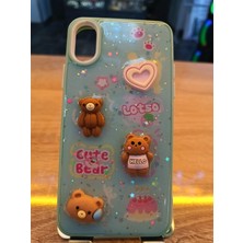 Iphone x Iphone Xs Uyumlu Kabartma Figürlü Darbe Korumalı Kapak Little Bear Kılıf