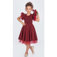 Simli Şanzelize Kız Çocuk Abiye Elbise M00669