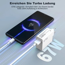 Xiaomi ve Tüm Telefonlarla Uyumlu 67W Turbo Şarj Aleti Saniye Göstergeli Kablo Adaptör Set Hızlı Şarj Aleti 67W Type C Şarj Aleti