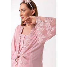 Effortt Pembe Sabahlıklı Hamile Lohusa Gecelik Takım