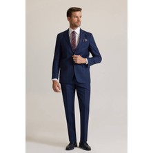 Erkek Lacivert Regular Fit Mono Yaka %100 Yün Takım Elbise