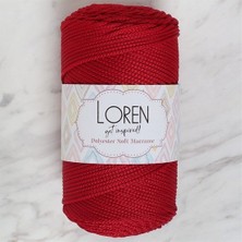Loren Polyester Soft Macrame Koyu Kırmızı El Örgü Ipi - LM020 - 34433
