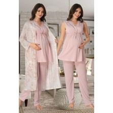 Effortt Pembe Sabahlıklı Hamile Lohusa Pijama Takımı