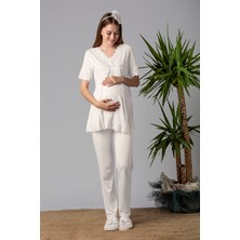 Effortt Ekru Hamile Lohusa Pijama Takımı