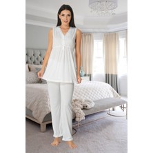 Effortt Ekru Hamile Lohusa Pijama Takımı
