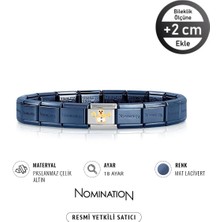 Nomination Italy Composable 18 Ayar Altın Kardan Adam ve Çelik Bileklik Mat Lacivert