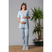 Effortt Mavi Hamile Lohusa Pijama Takımı