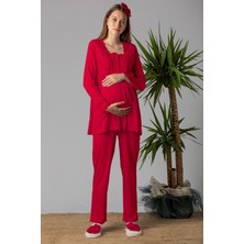 Effortt Vişne Hamile Lohusa Pijama Takımı