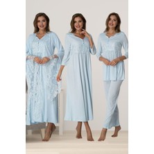 Effortt Mavi Dantelli Hamile Lohusa Set